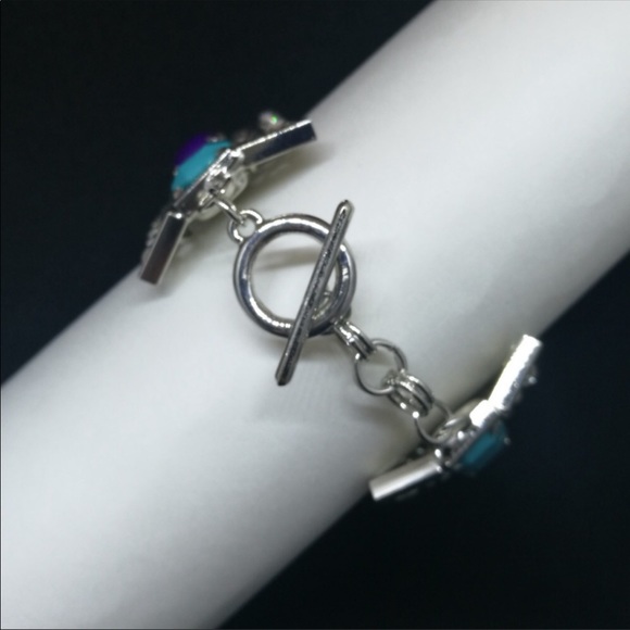 MINT & PURPLE CRYSTAL BRACELET - Picture 2 of 3